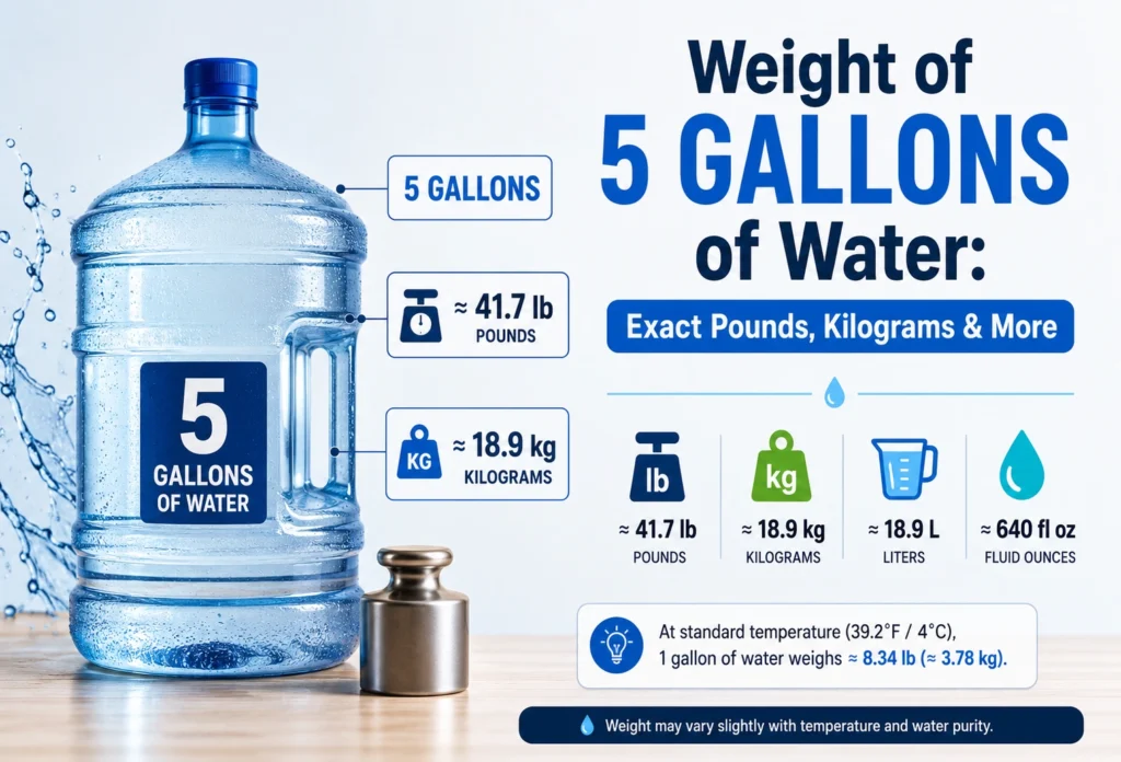 weight of 5 gallons of water