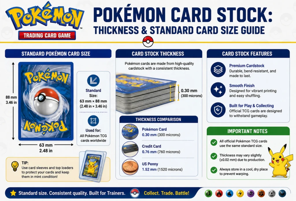 standard Pokémon card stock thickness and dimensions