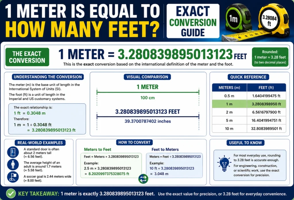 meter is equal to how many feet