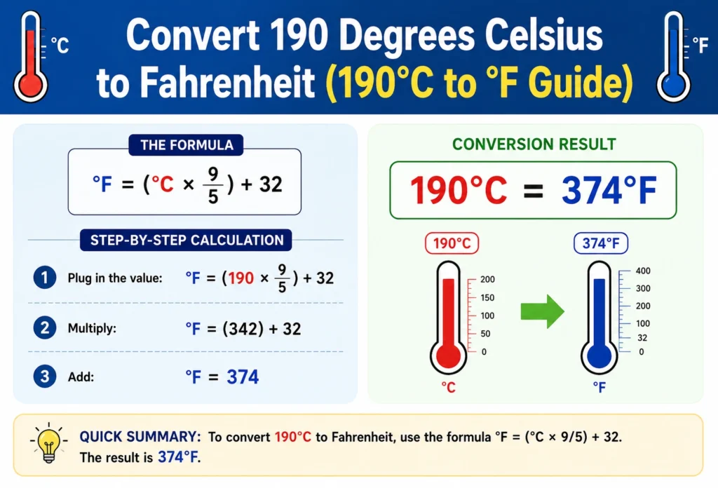 convert 190 degrees Celsius to Fahrenheit