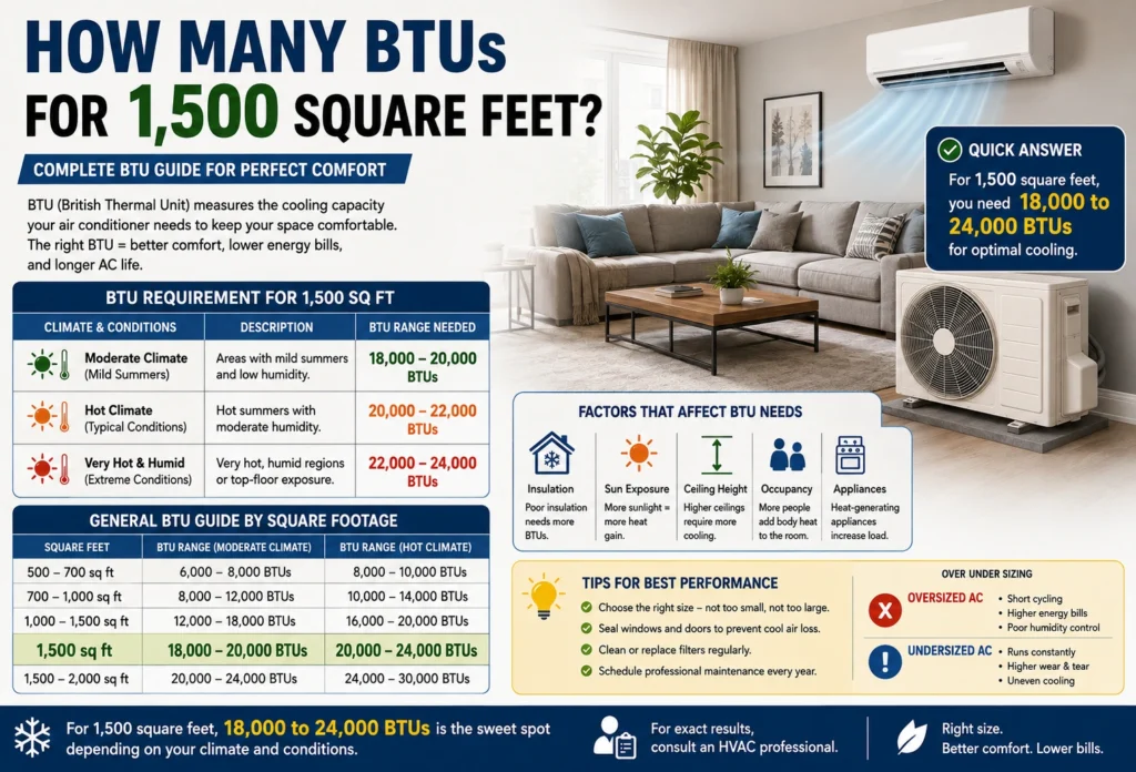 How Many BTUs for 1,500 Square Feet