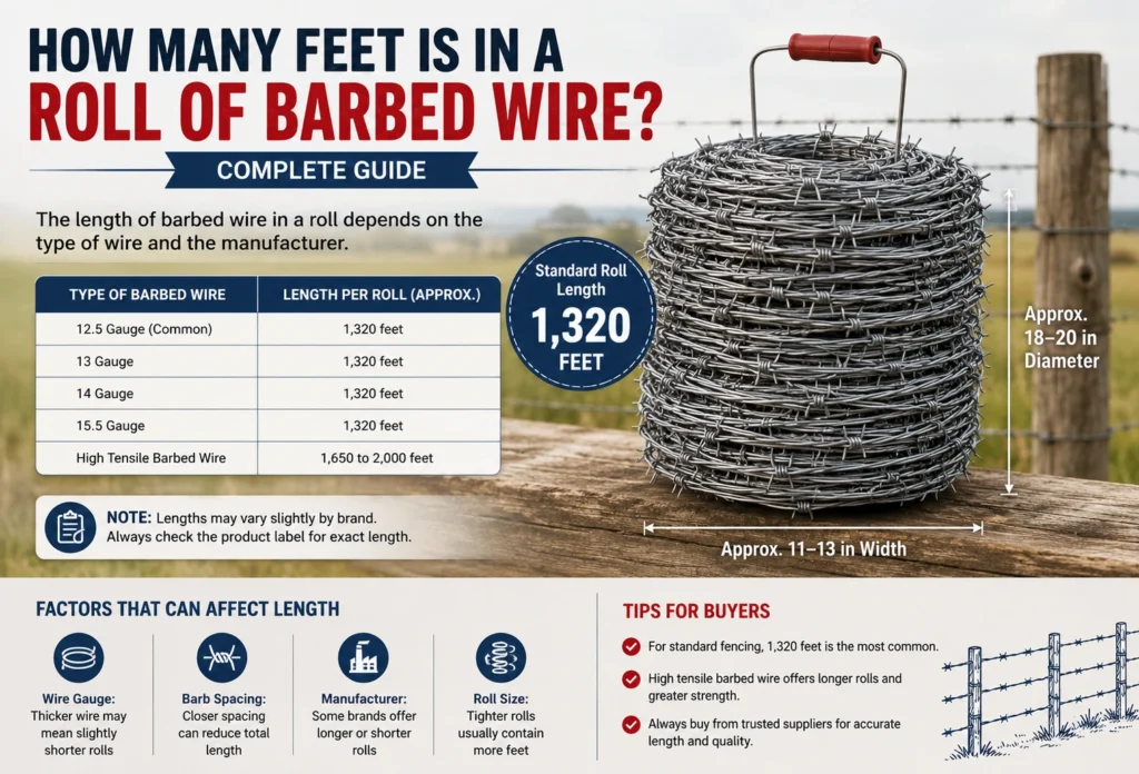 How Many Feet Is in a Roll of Barbed Wire