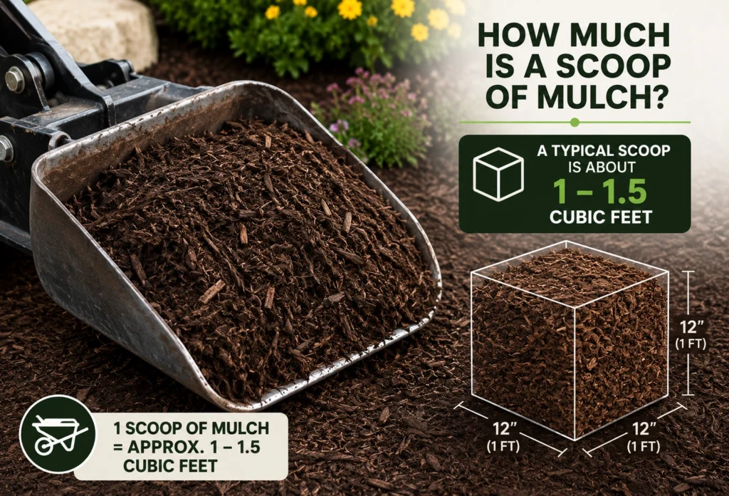 how many cubic feet are in a scoop of mulch