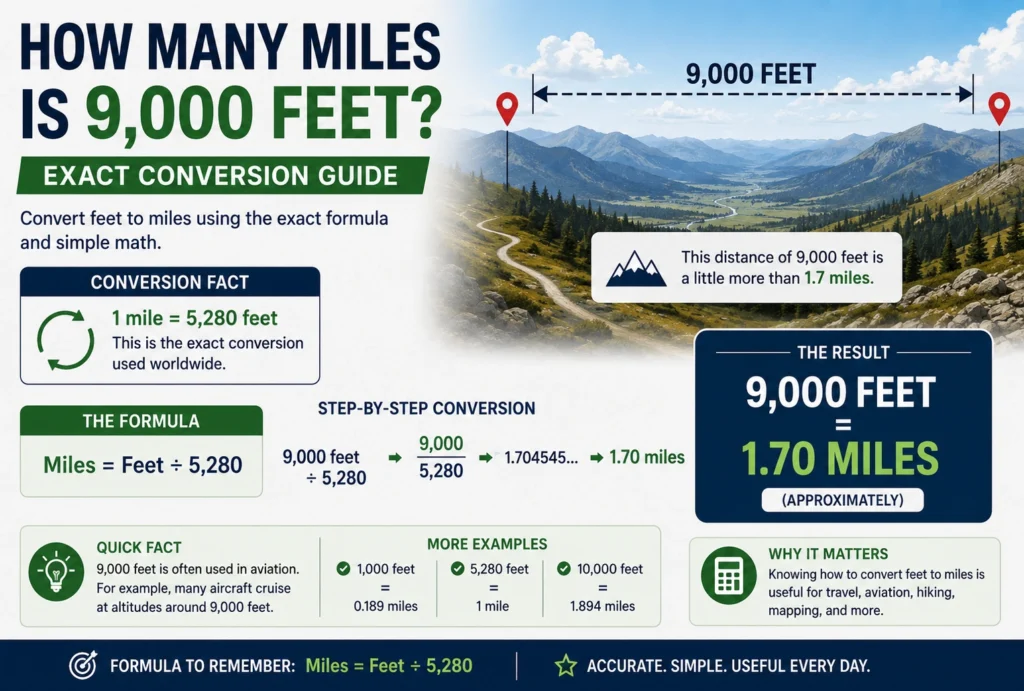 How Many Miles Is 9,000 Feet