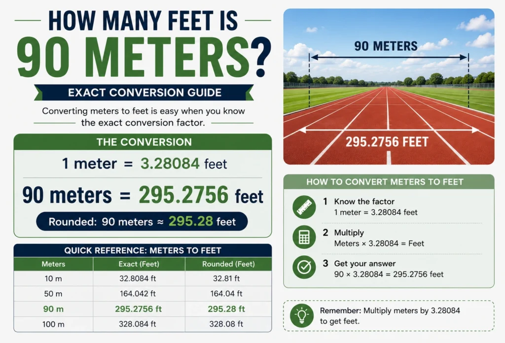 How Many Feet Is 90 Meters