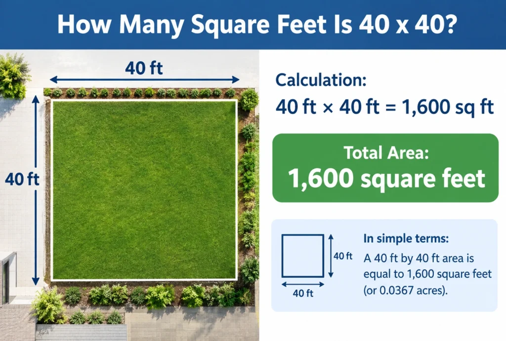 A 40 × 40 area is 1,600 square feet.