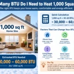 how many btu do i need to heat 1000 square feet
