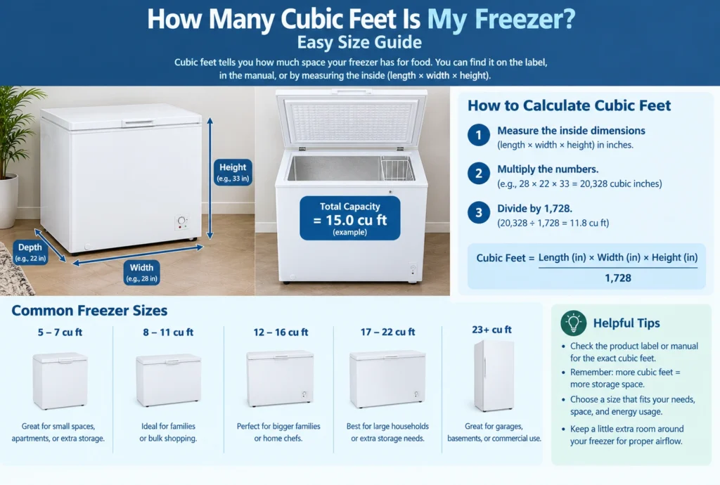 how many cubic feet is my freezer
