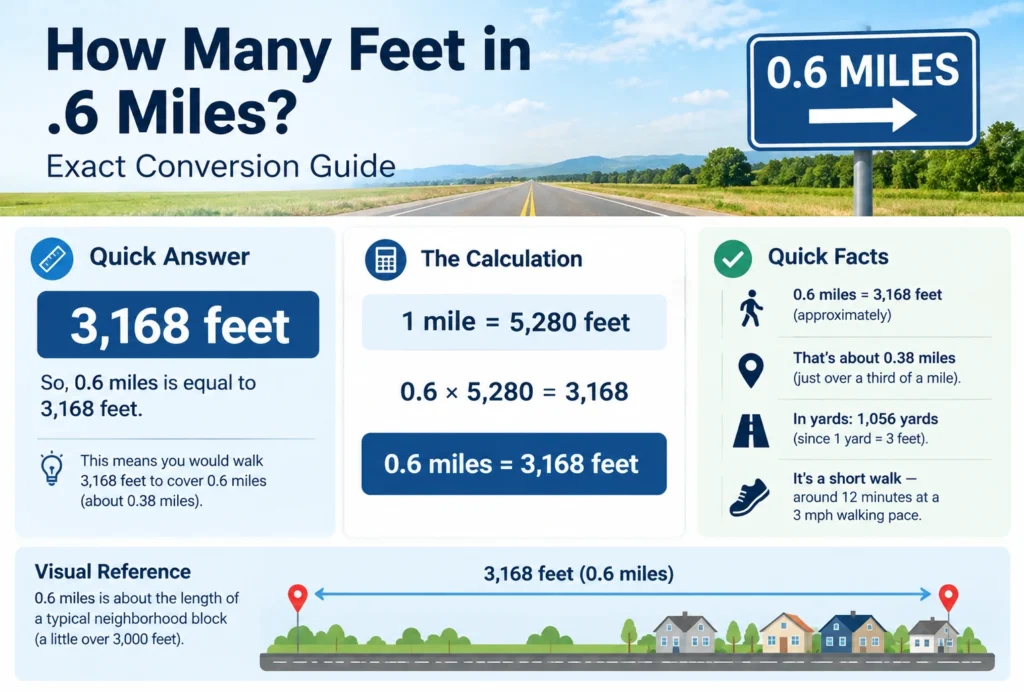 How Many Feet in .6 Miles