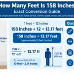 how many feet is 158 inches