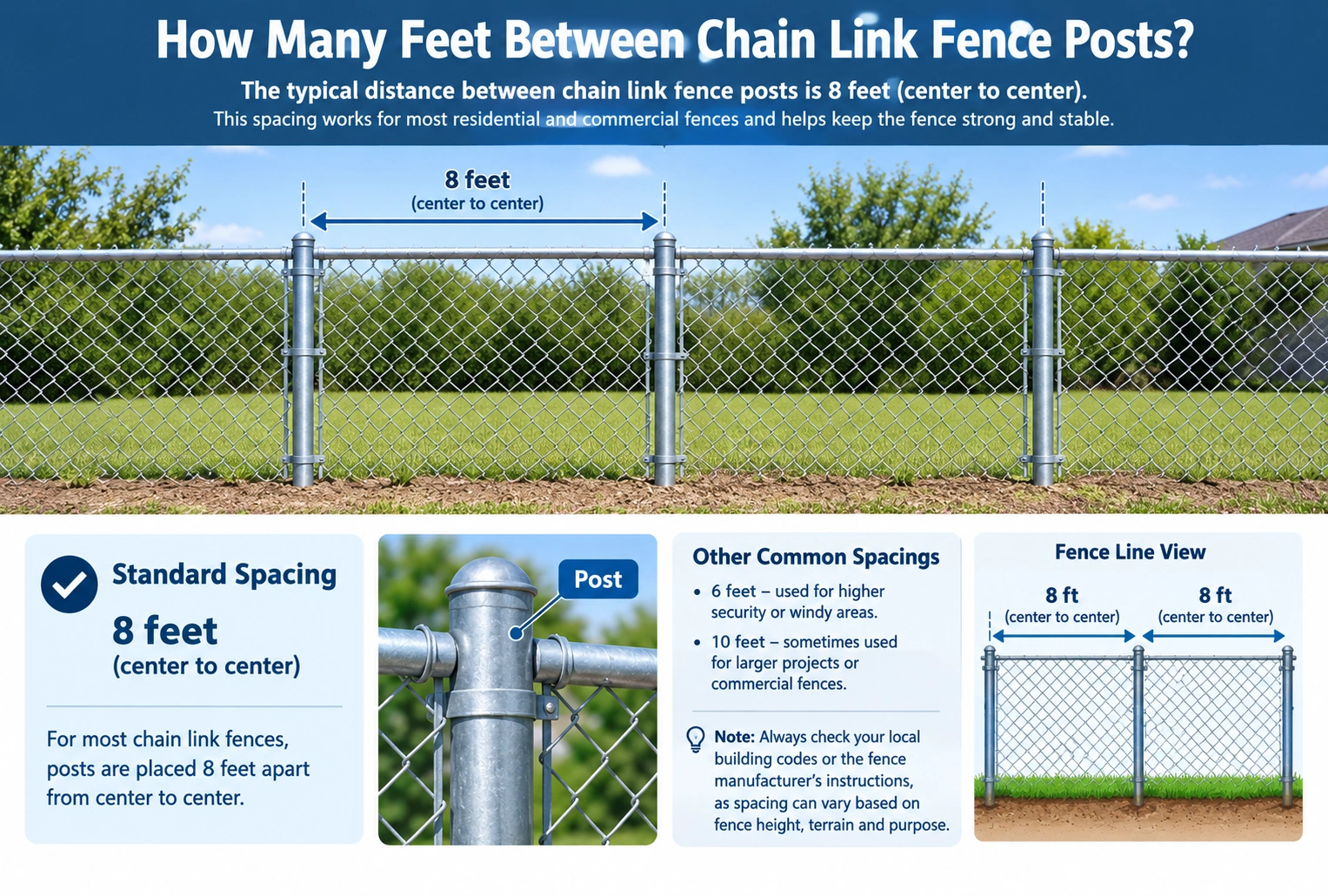 How Many Feet Between Chain Link Fence Posts
