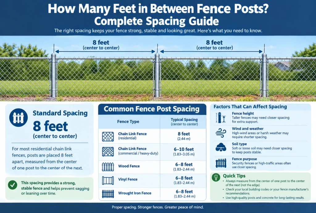 how many feet in between fence posts
