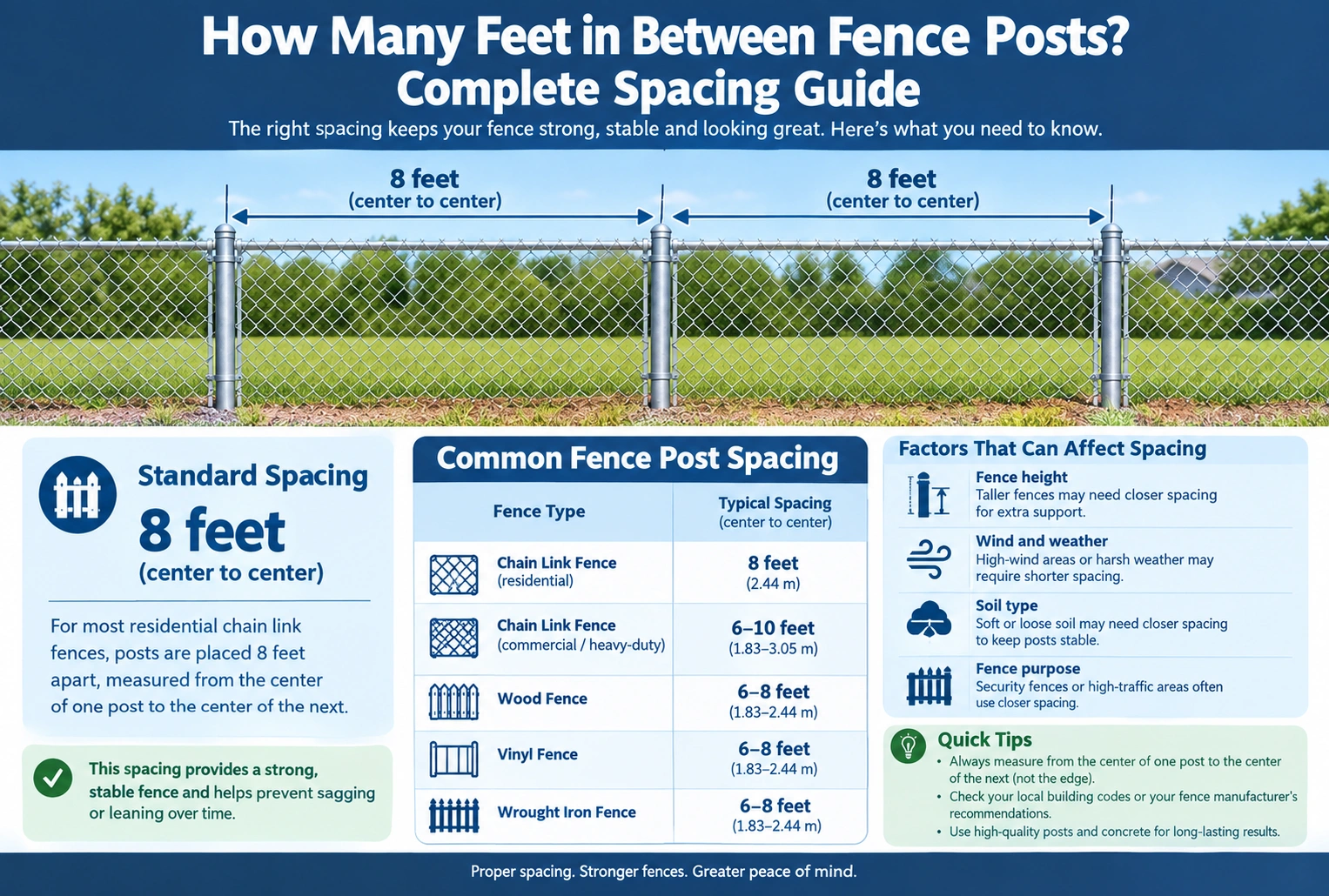how many feet in between fence posts