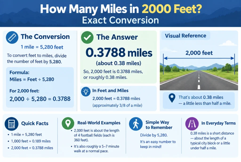 how many miles in 2000 feet