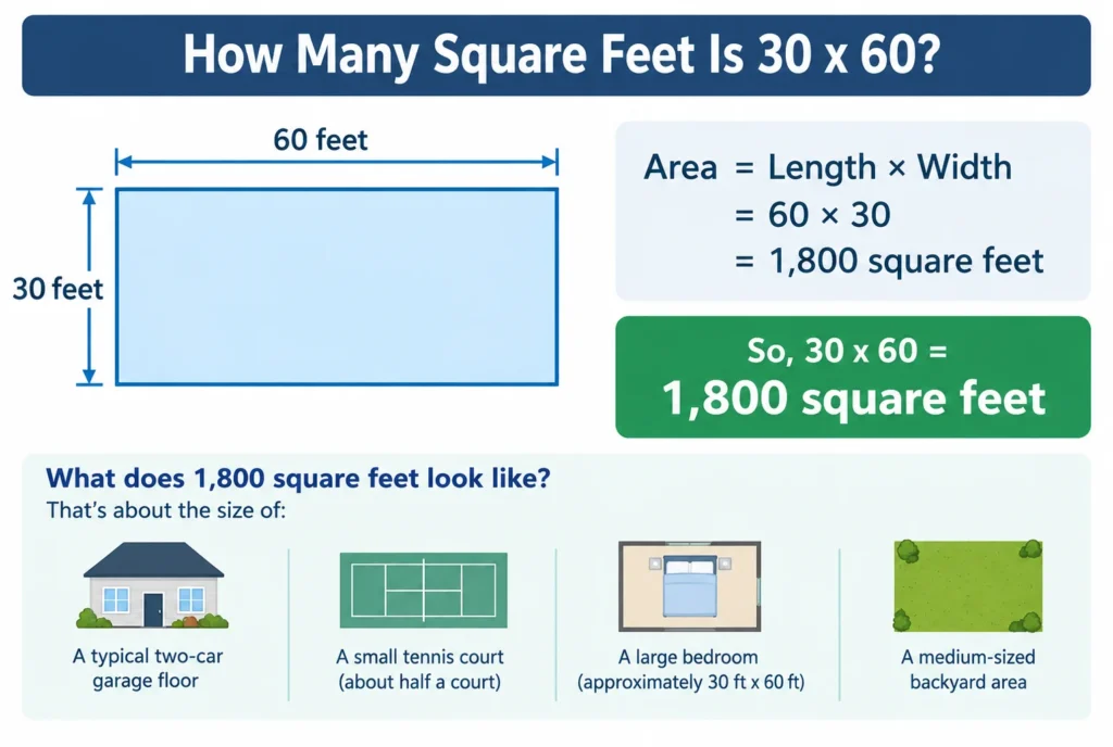 how many square feet is 30 x 60