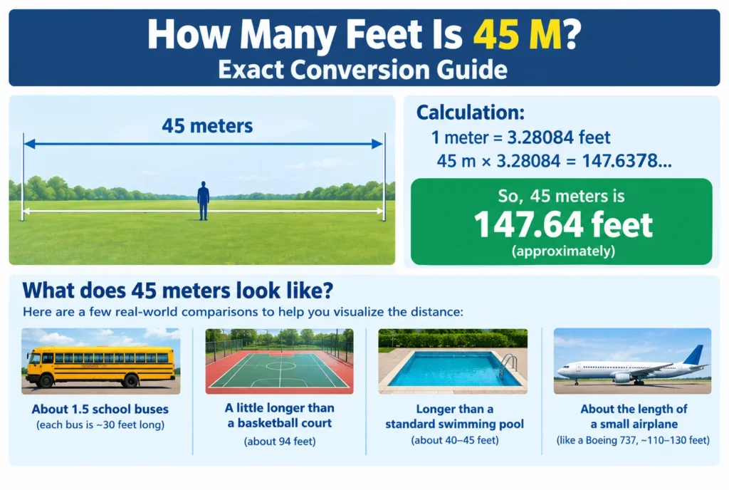 how many feet is 45 m