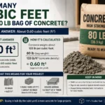 how many cubic feet per 80 lb bag of concrete