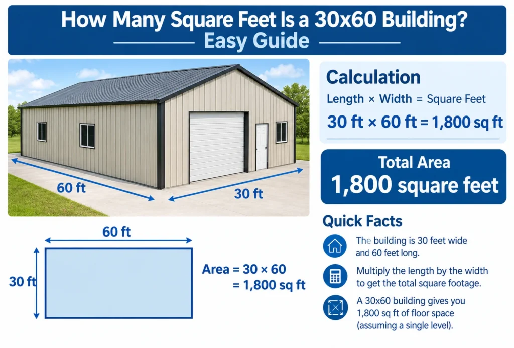 how many square feet is a 30x60 building