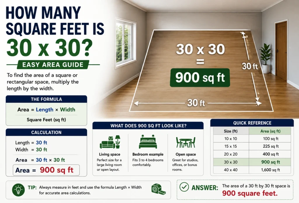 how many square feet is 30 x 30