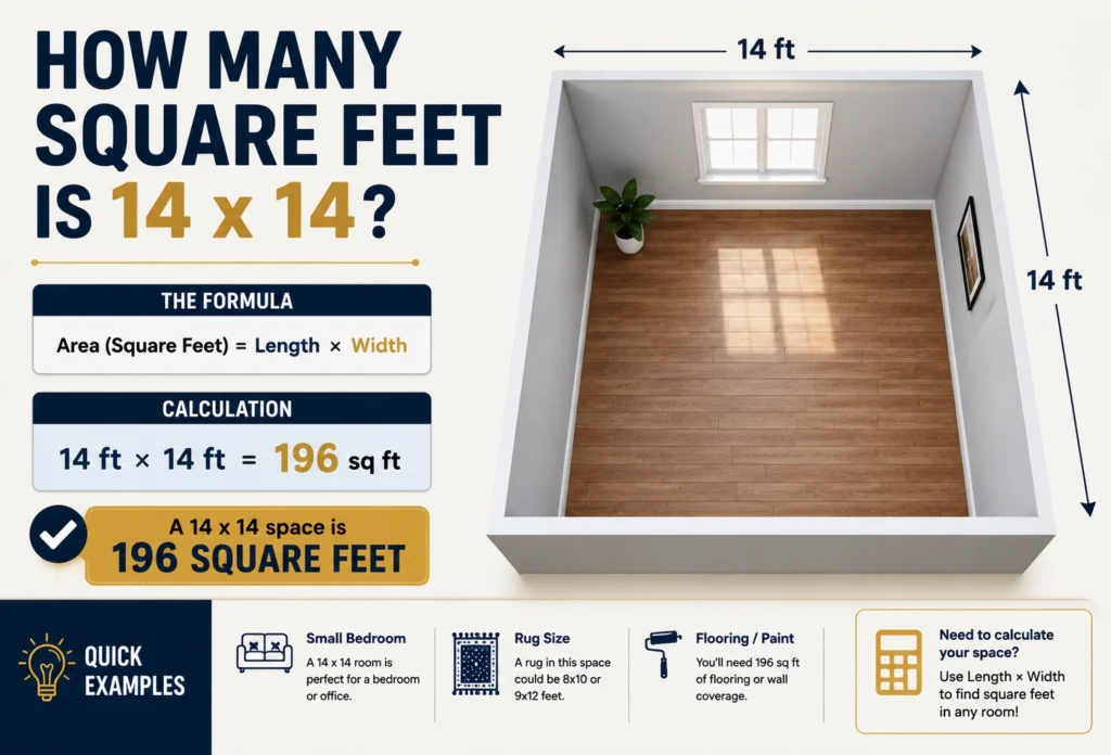 how many square feet is 14 x 14
