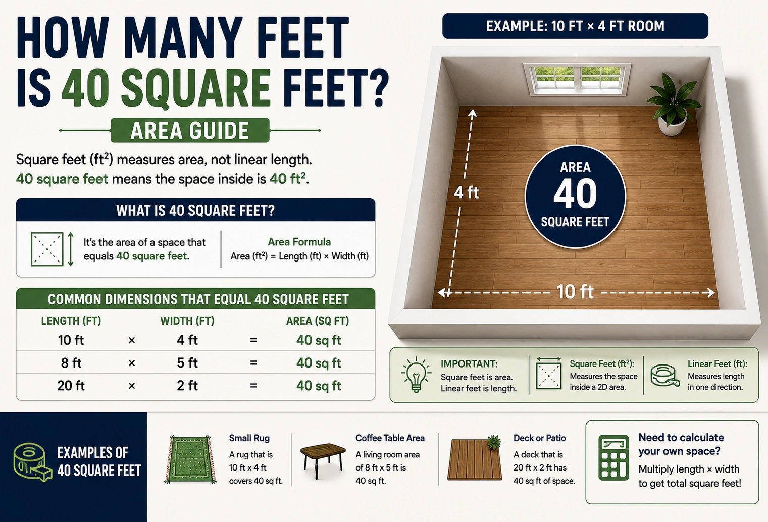 how many feet is 40 square feet