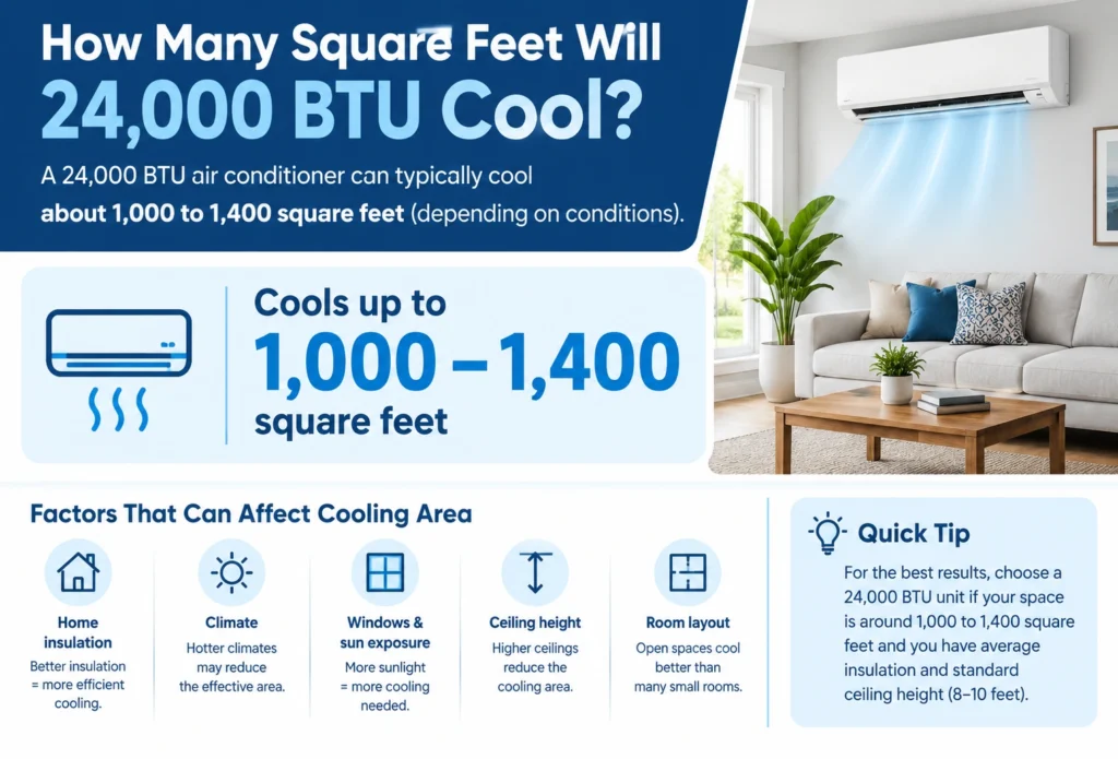 How Many Square Feet Will 24000 BTU Cool
