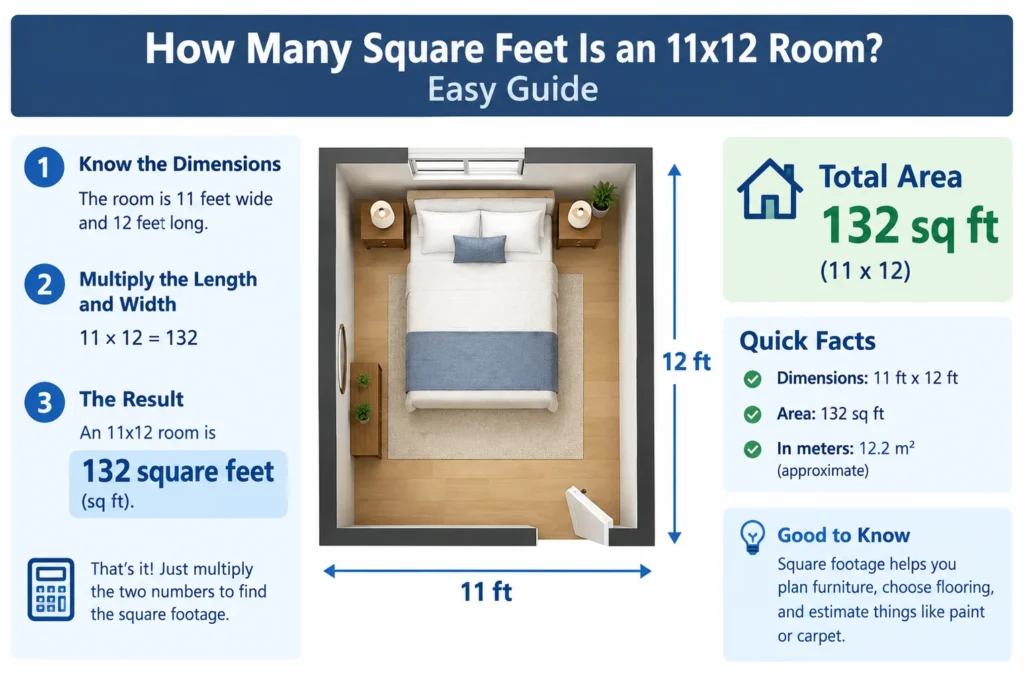 how many square feet is a 11x12 room