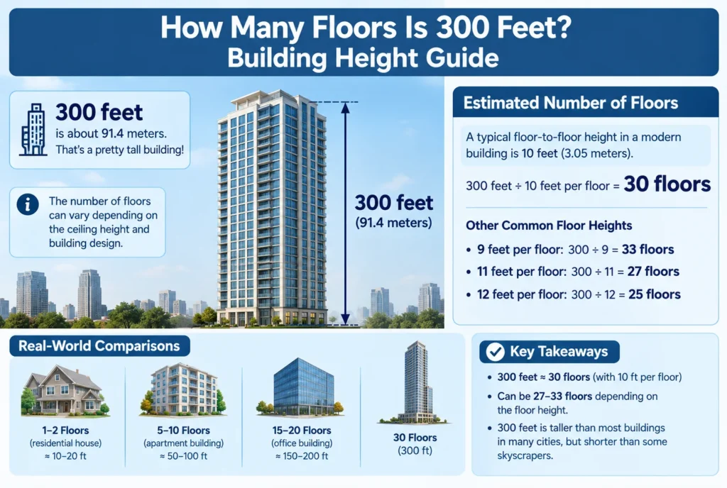 how many floors is 300 feet
