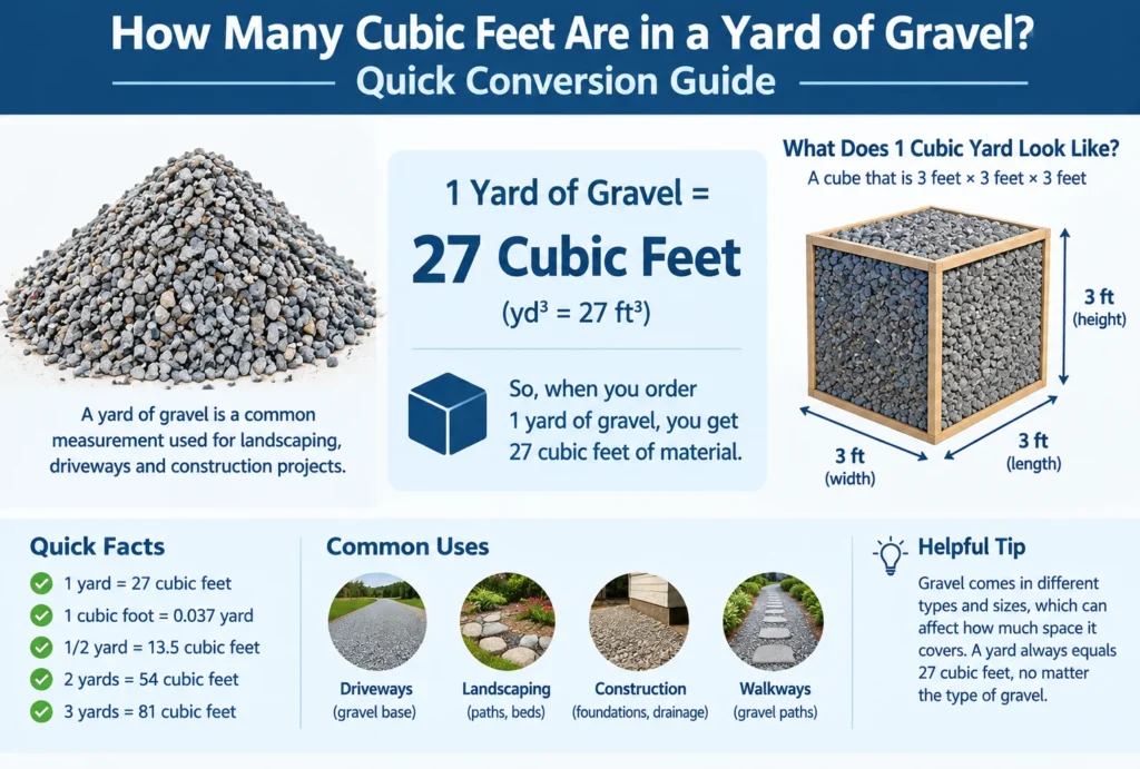 how many cubic feet are in a yard of gravel