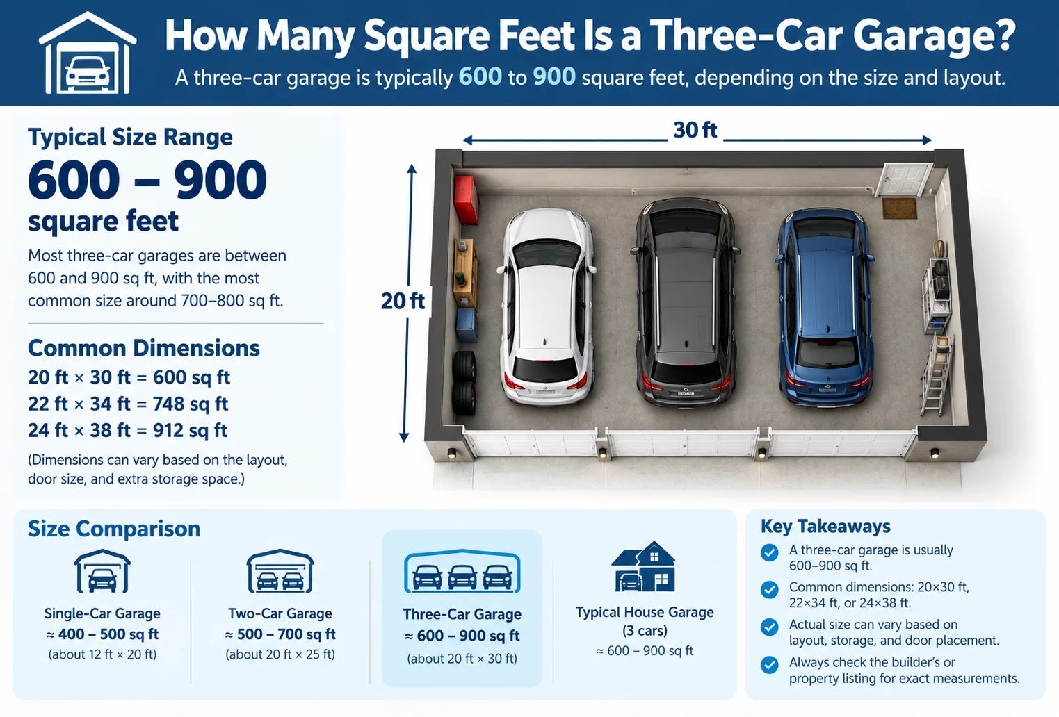 How Many Square Feet Is a Three-Car Garage
